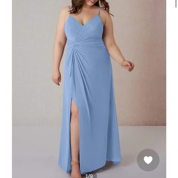 Azazie | Dresses | Azazie Emerald Steel Blue Bridesmaid Dress | Poshmark
